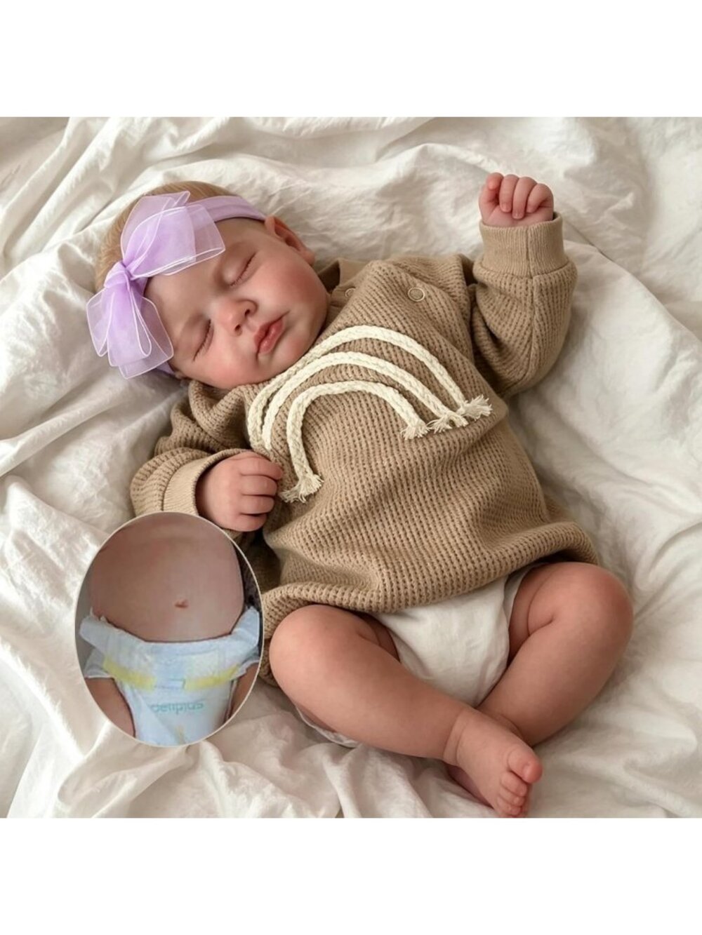 Realistic 20" Full Body Silicone Reborn Baby Doll - Handmade Toddler Sleeping